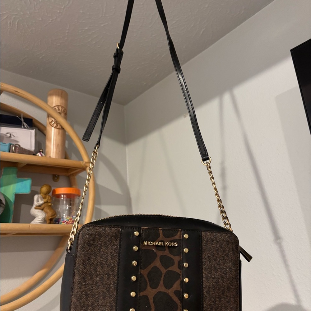 Michael Kors Leopard and Black Crossbody Bag